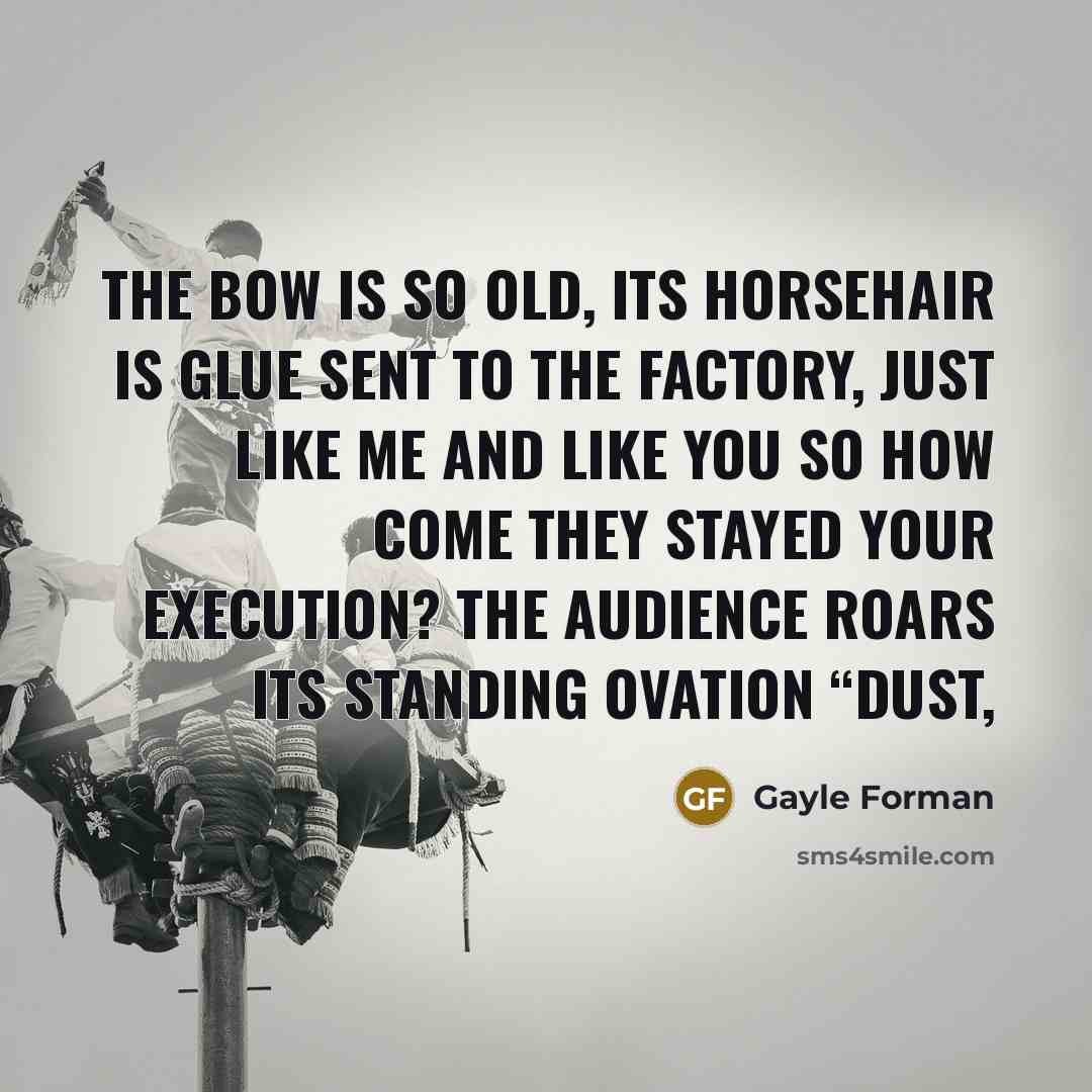 “The bow is so old, its horsehair is glue Sent…” quote by Gayle Forman