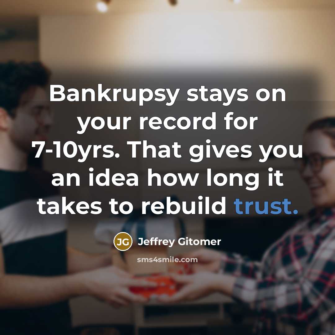 “Bankrupsy stays on your record for 7-10yrs. That gives you…” quote by Jeffrey Gitomer