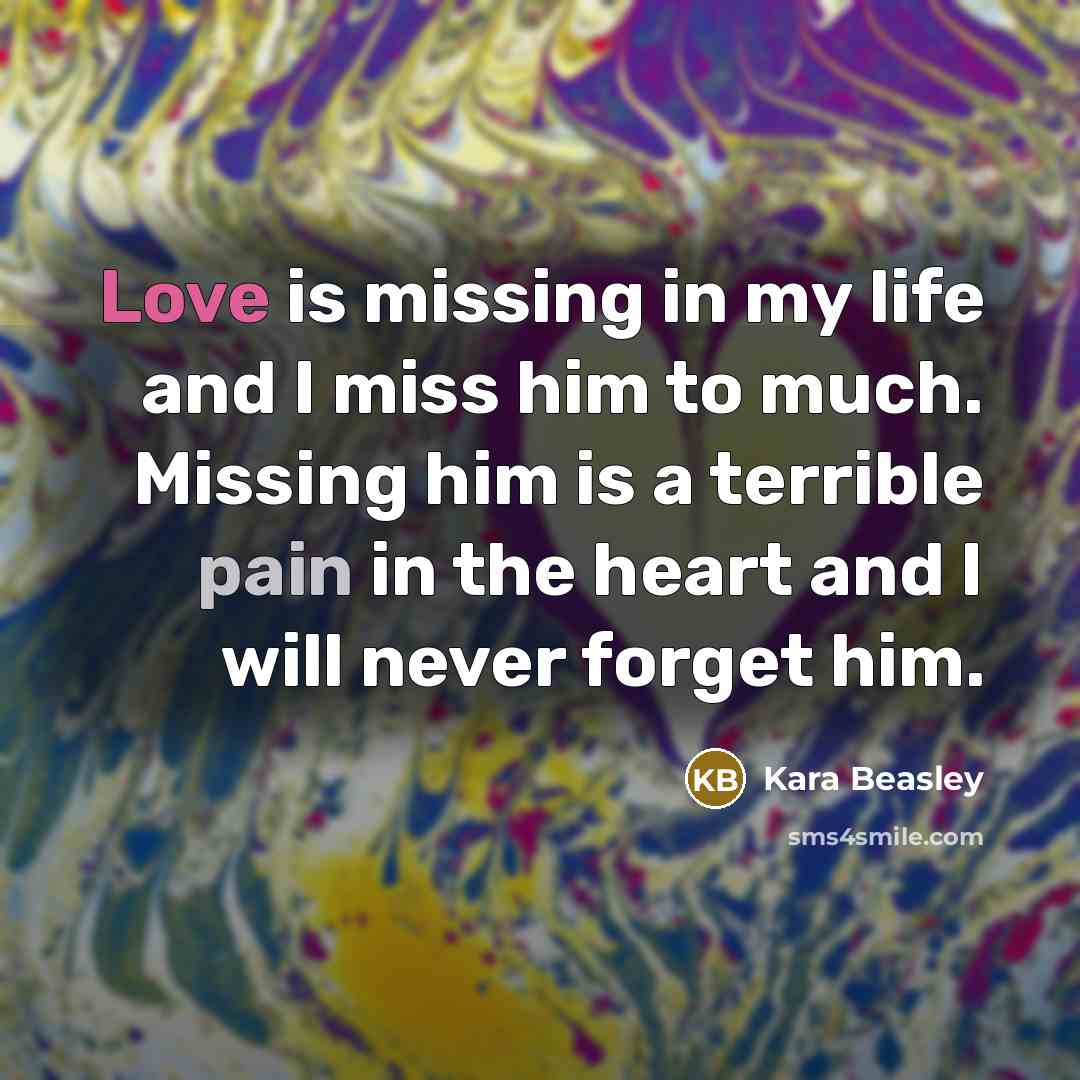 “Love is missing in my life and I miss him…” quote by Kara Beasley