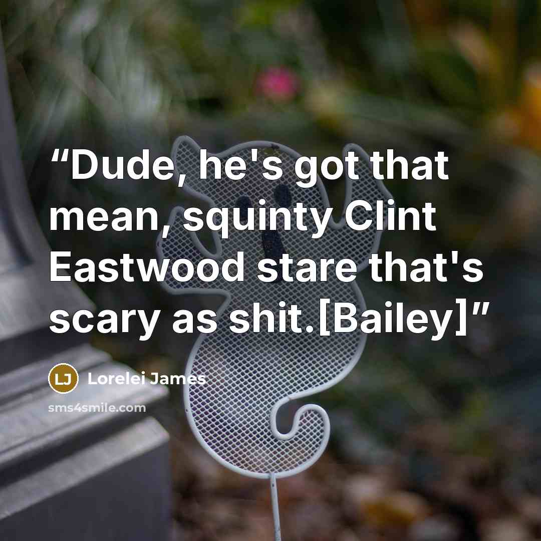 “Dude, he's got that mean, squinty Clint Eastwood stare that's scary as shit.[Bailey]” quote by Lorelei James