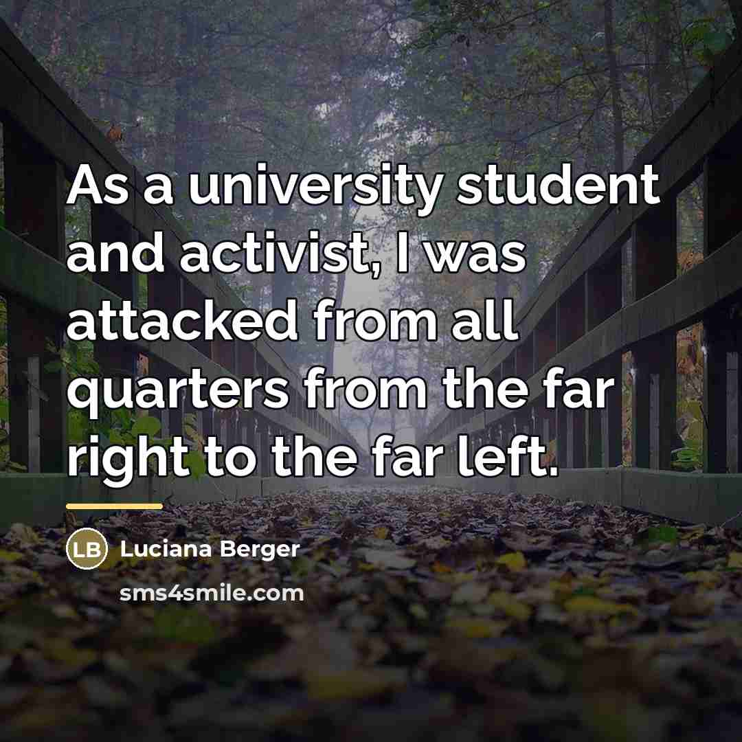 “As a university student and activist, I was attacked from…” quote by Luciana Berger