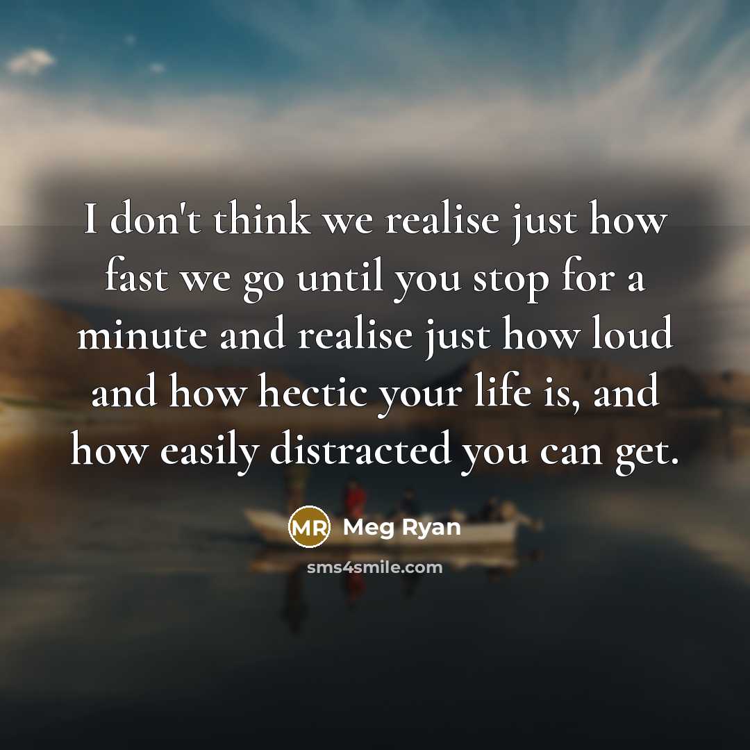 “I don't think we realise just how fast we go…” quote by Meg Ryan