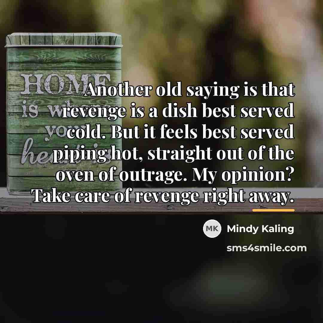 “Another old saying is that revenge is a dish best…” quote by Mindy Kaling