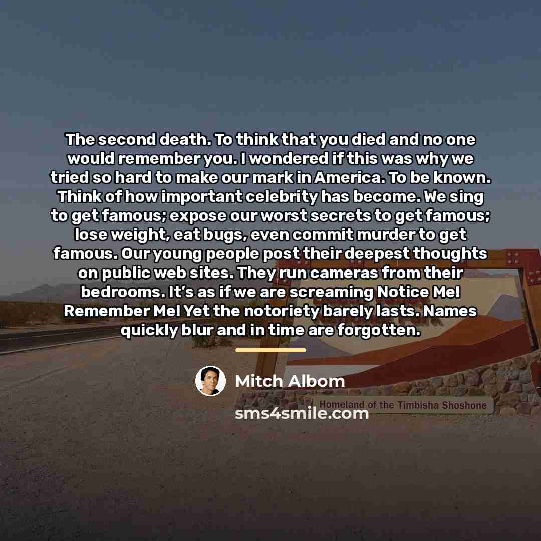 “The second death. To think that you died and no…” quote by Mitch Albom
