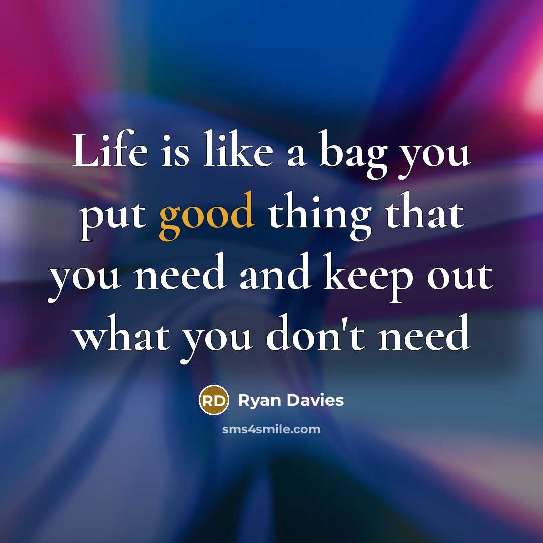 “Life is like a bag you put good thing that…” quote by Ryan Davies