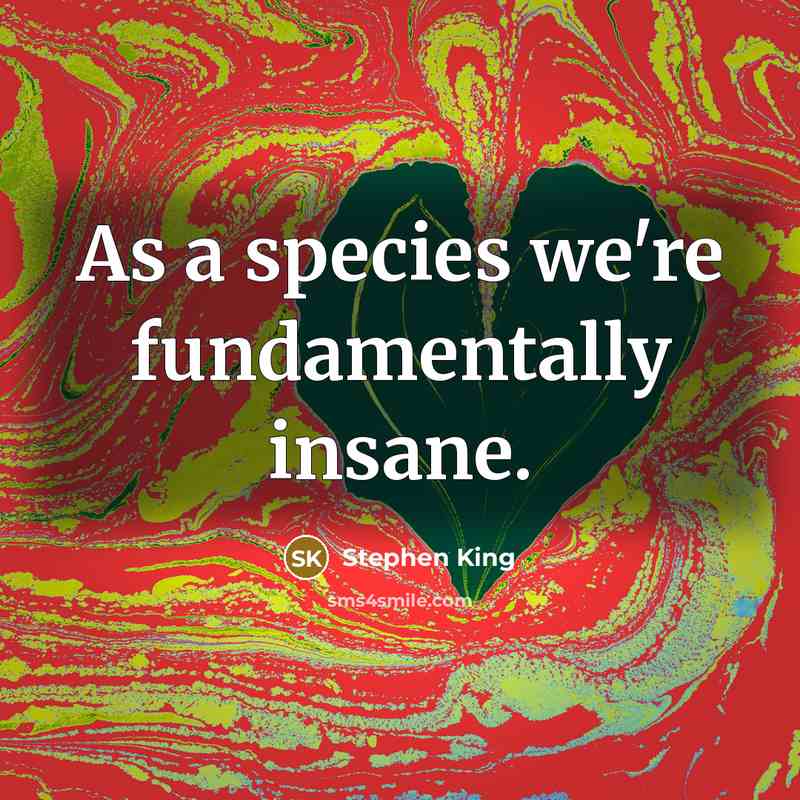 “As a species we're fundamentally insane.” quote by Stephen King