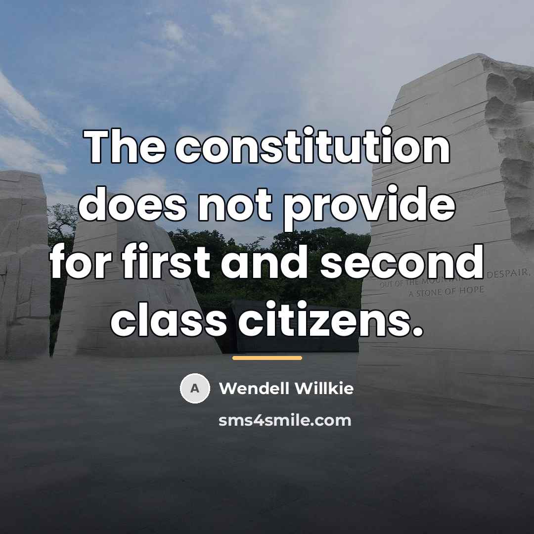 “The constitution does not provide for first and second class…” quote by Wendell Willkie