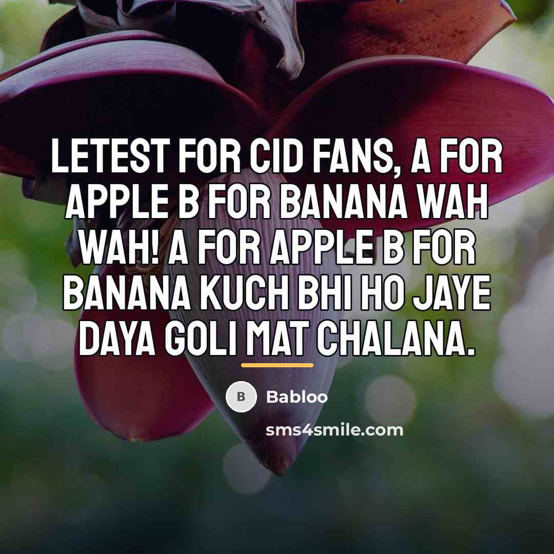 “Letest For Cid Fans, A For Apple B For Banana…” quote by Babloo