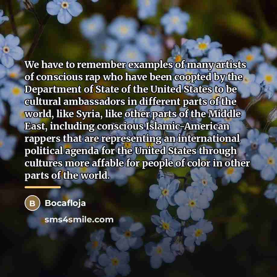 “We have to remember examples of many artists of conscious…” quote by Bocafloja