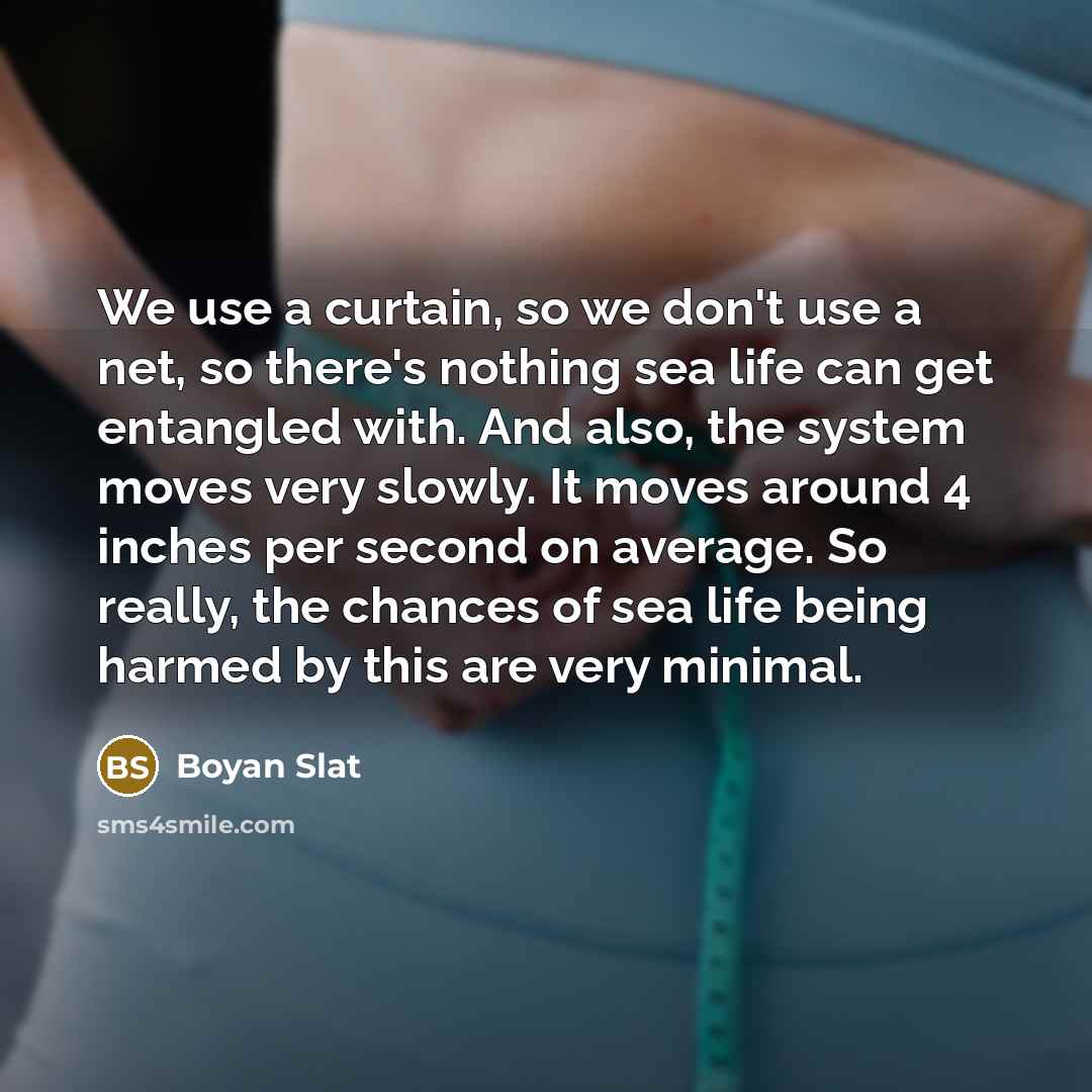 “We use a curtain, so we don't use a net,…” quote by Boyan Slat