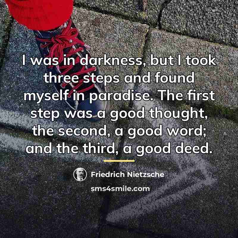 “I was in darkness, but I took three steps and…” quote by Friedrich Nietzsche