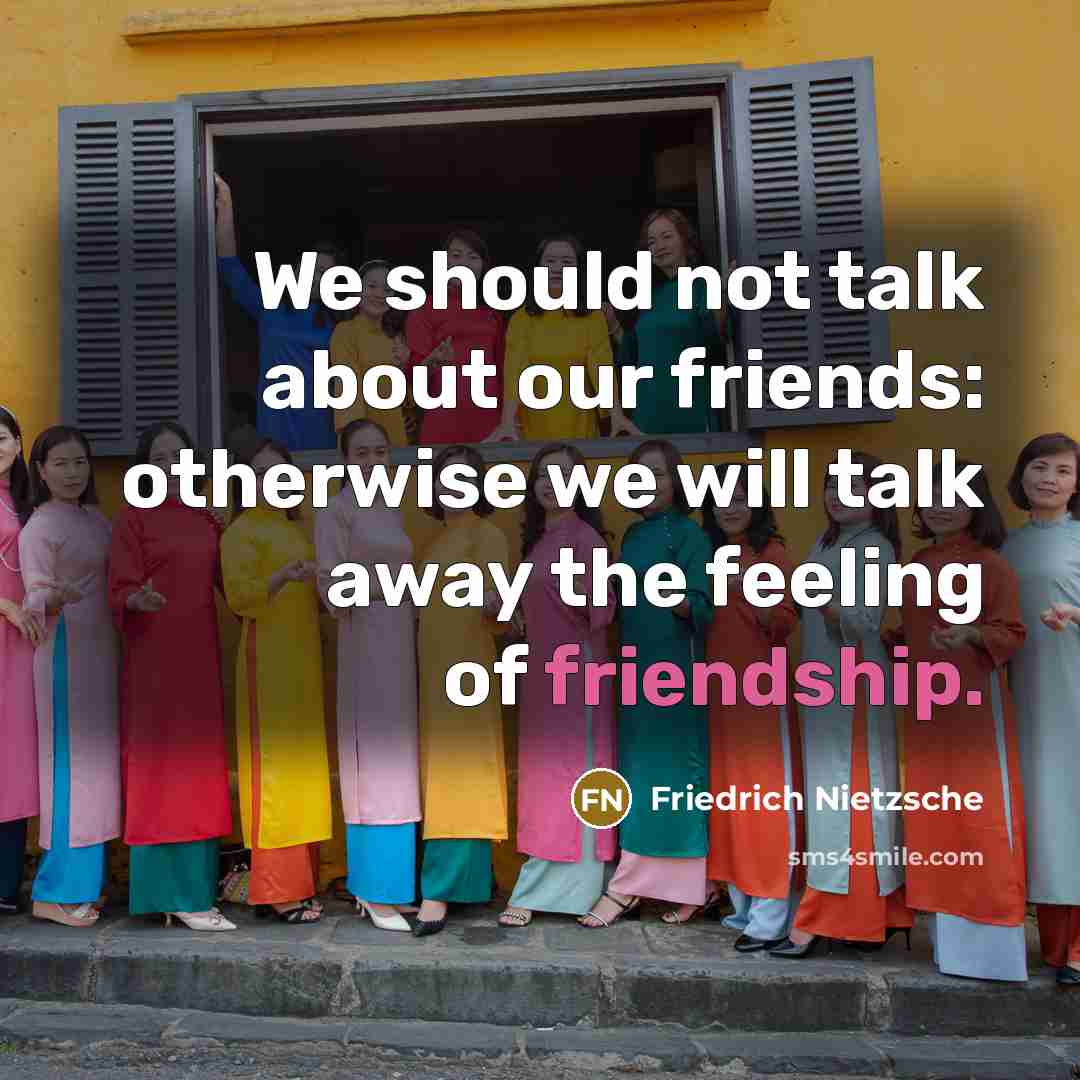 “We should not talk about our friends: otherwise we will…” quote by Friedrich Nietzsche