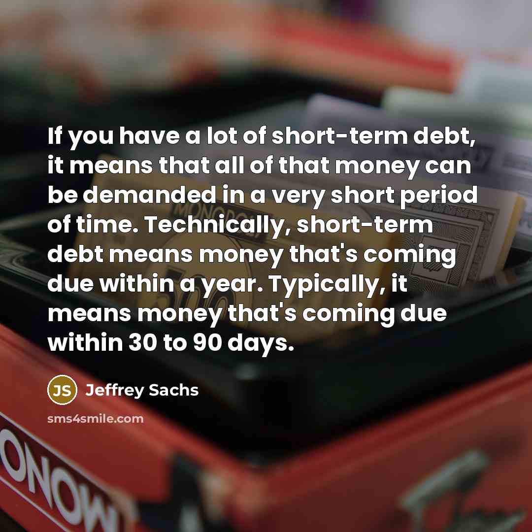 “If you have a lot of short-term debt, it means…” quote by Jeffrey Sachs