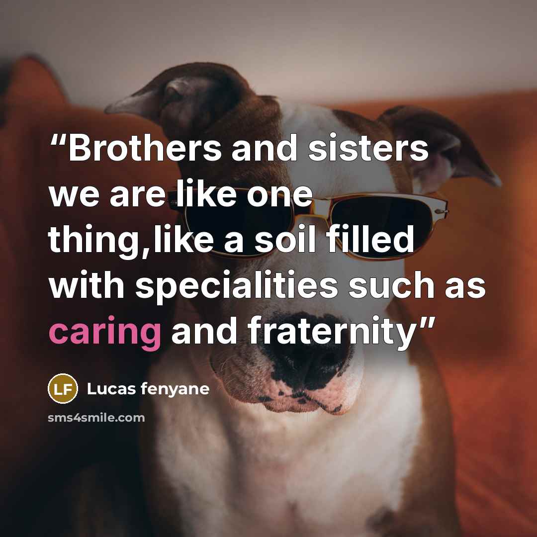 “Brothers and sisters we are like one thing,like a soil filled with specialities such as caring and fraternity” quote by Lucas fenyane