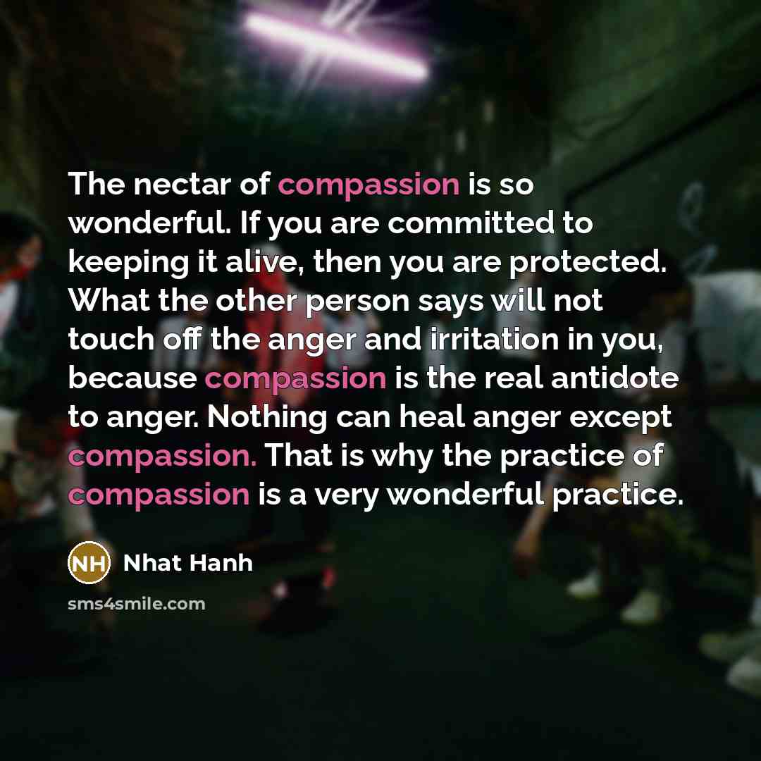 “The nectar of compassion is so wonderful. If you are…” quote by Nhat Hanh