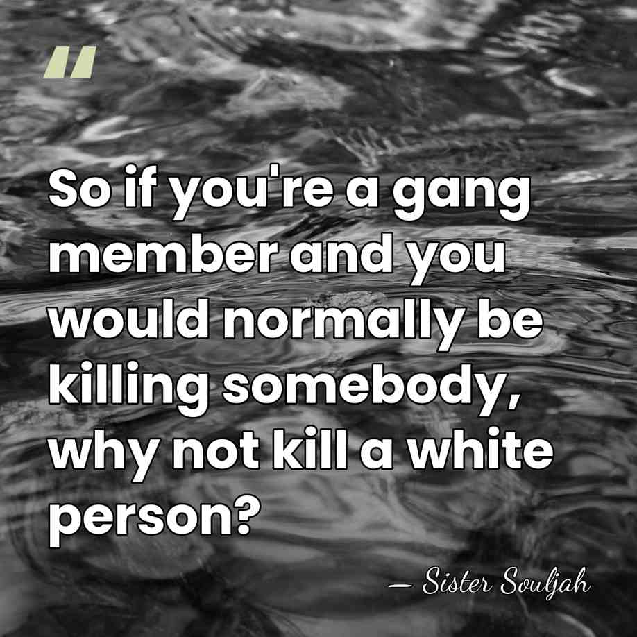 So if you're a gang member and you would normally be killing&hellip; - Sister Souljah