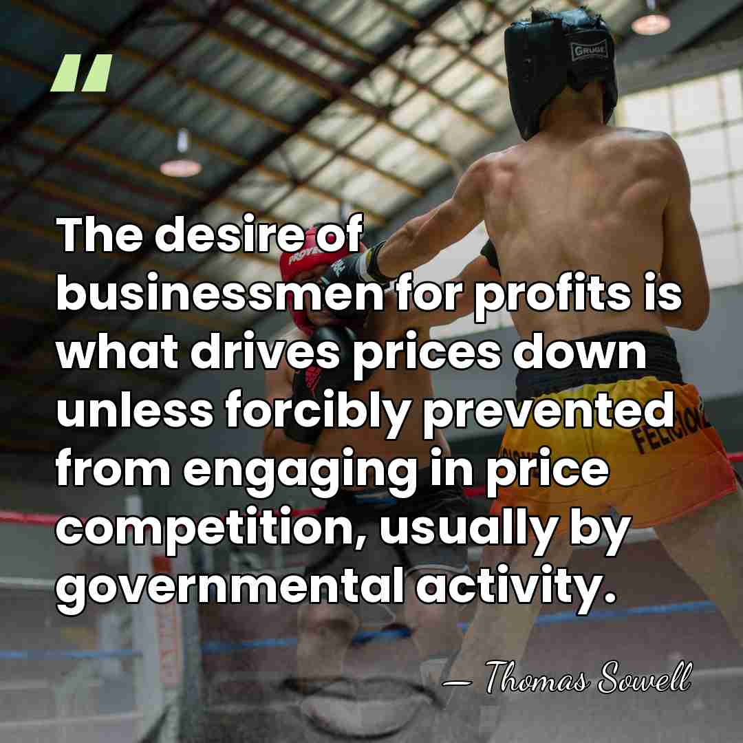 The desire of businessmen for profits is what drives prices down unless&hellip; - Thomas Sowell