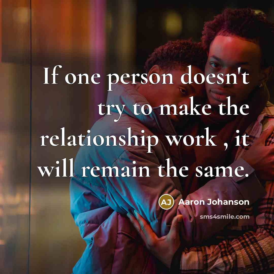 “If one person doesn't try to make the relationship work…” quote by Aaron Johanson