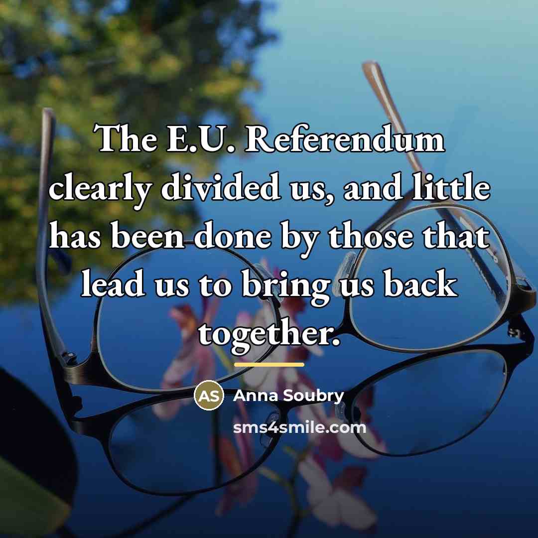 “The E.U. Referendum clearly divided us, and little has been…” quote by Anna Soubry