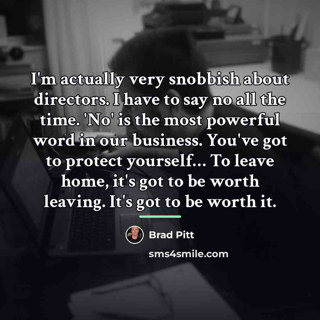 “I'm actually very snobbish about directors. I have to say…” quote by Brad Pitt