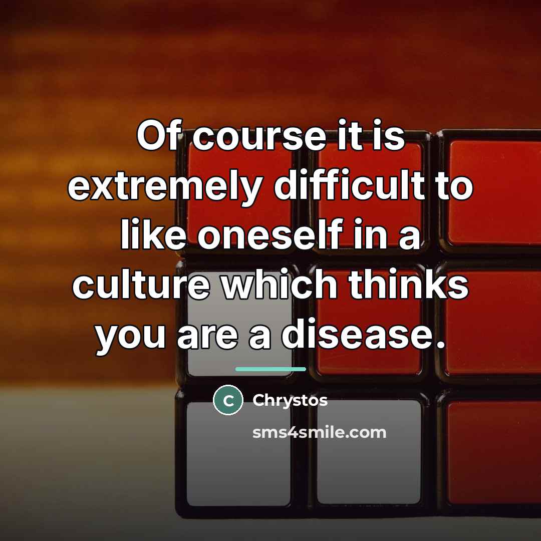 “Of course it is extremely difficult to like oneself in…” quote by Chrystos