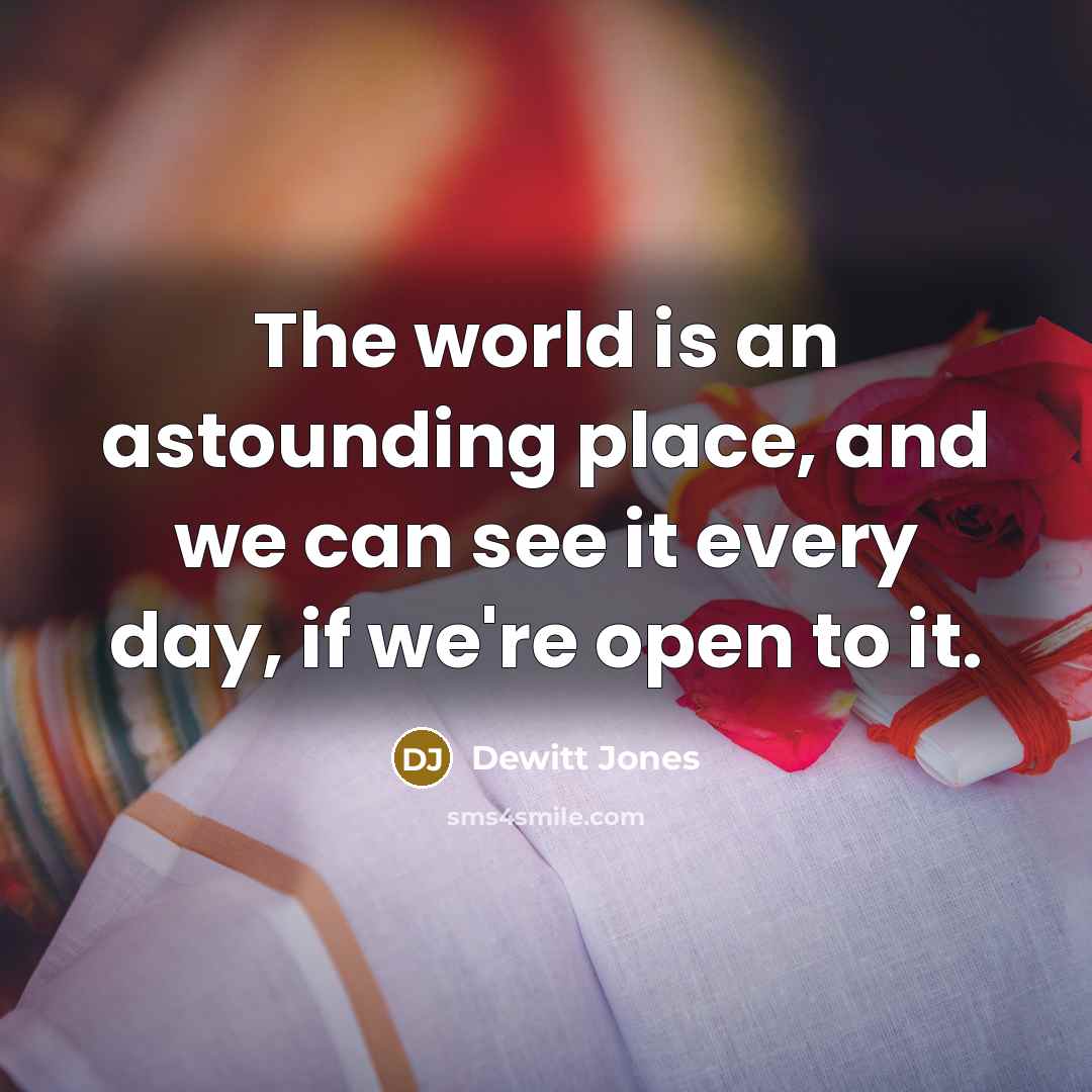 “The world is an astounding place, and we can see it every day, if we're open to it.” quote by Dewitt Jones