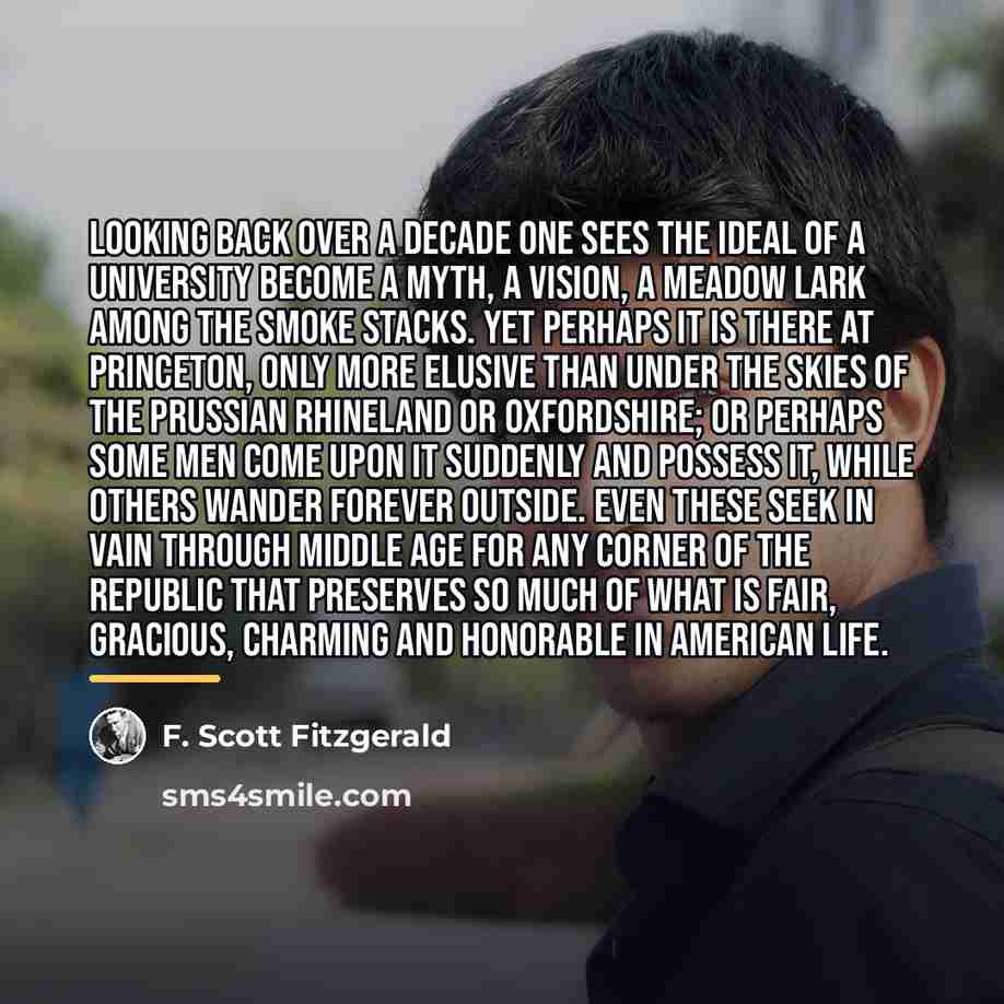 “Looking back over a decade one sees the ideal of…” quote by F. Scott Fitzgerald