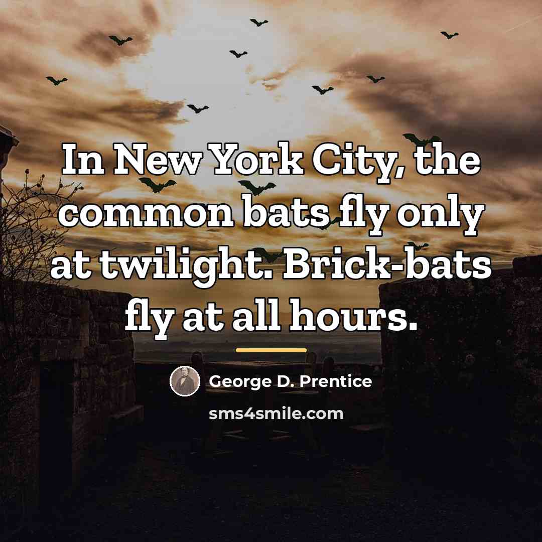 “In New York City, the common bats fly only at…” quote by George D. Prentice