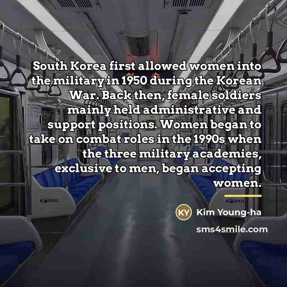 “South Korea first allowed women into the military in 1950…” quote by Kim Young-ha