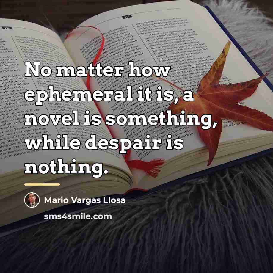 “No matter how ephemeral it is, a novel is something,…” quote by Mario Vargas Llosa