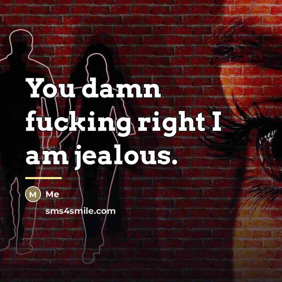 “You damn fucking right I am jealous.…” quote by Me