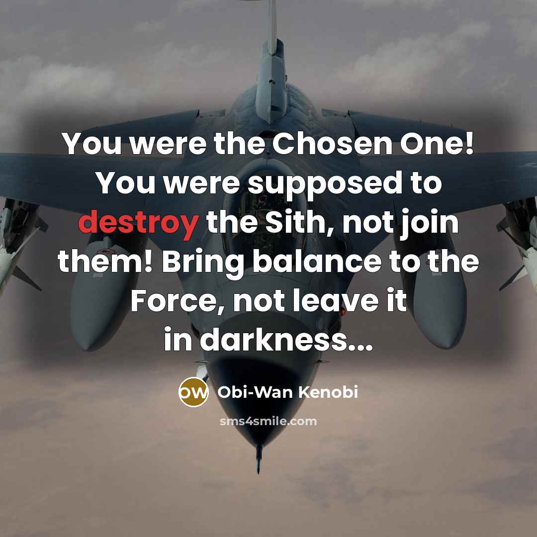 “You were the Chosen One! You were supposed to destroy…” quote by Obi-Wan Kenobi
