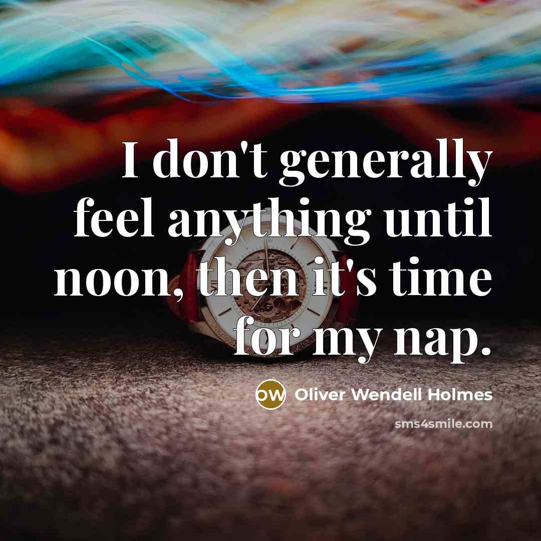 “I don't generally feel anything until noon, then it's time…” quote by Oliver Wendell Holmes