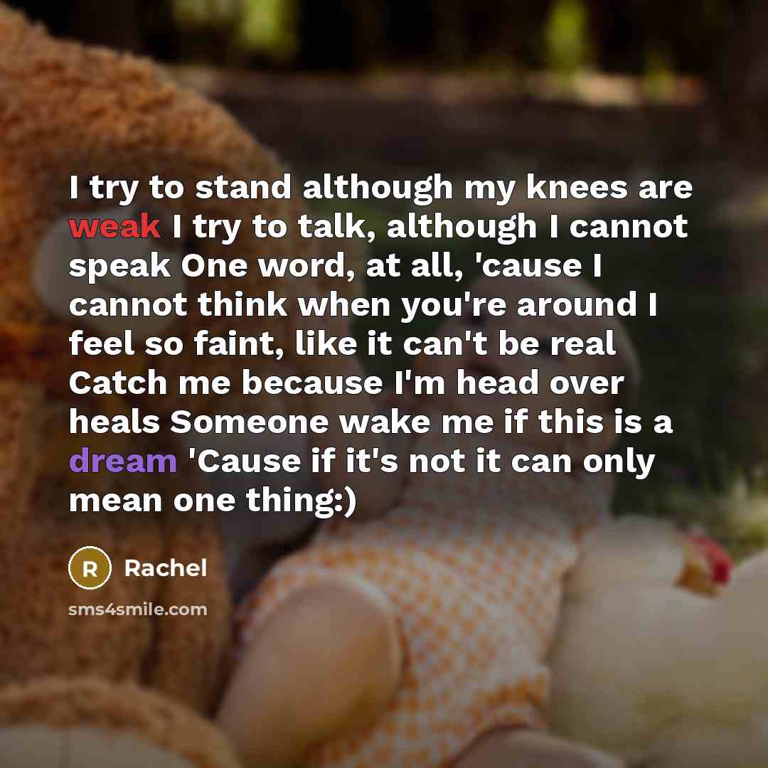 “I try to stand although my knees are weak I…” quote by Rachel