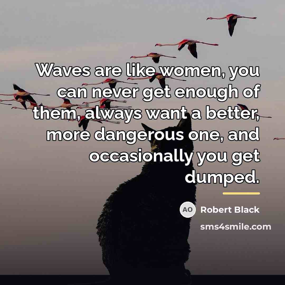 “Waves are like women, you can never get enough of…” quote by Robert Black