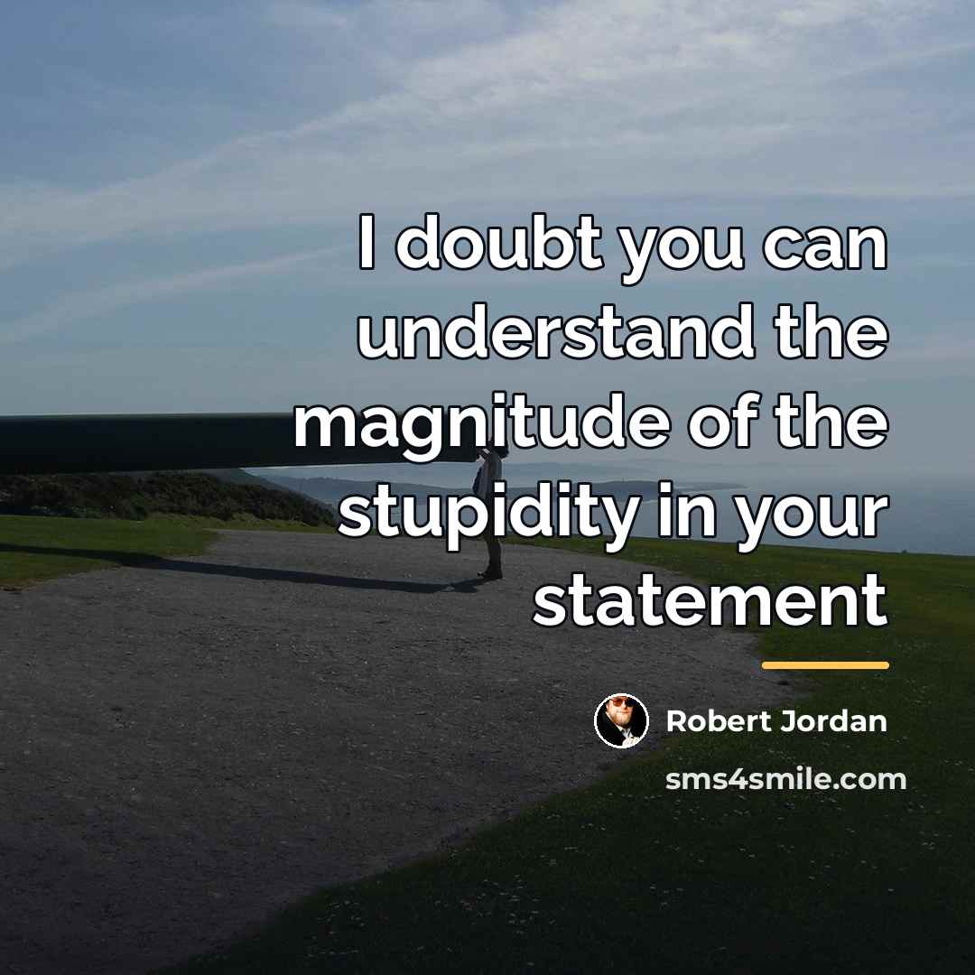 “I doubt you can understand the magnitude of the stupidity…” quote by Robert Jordan