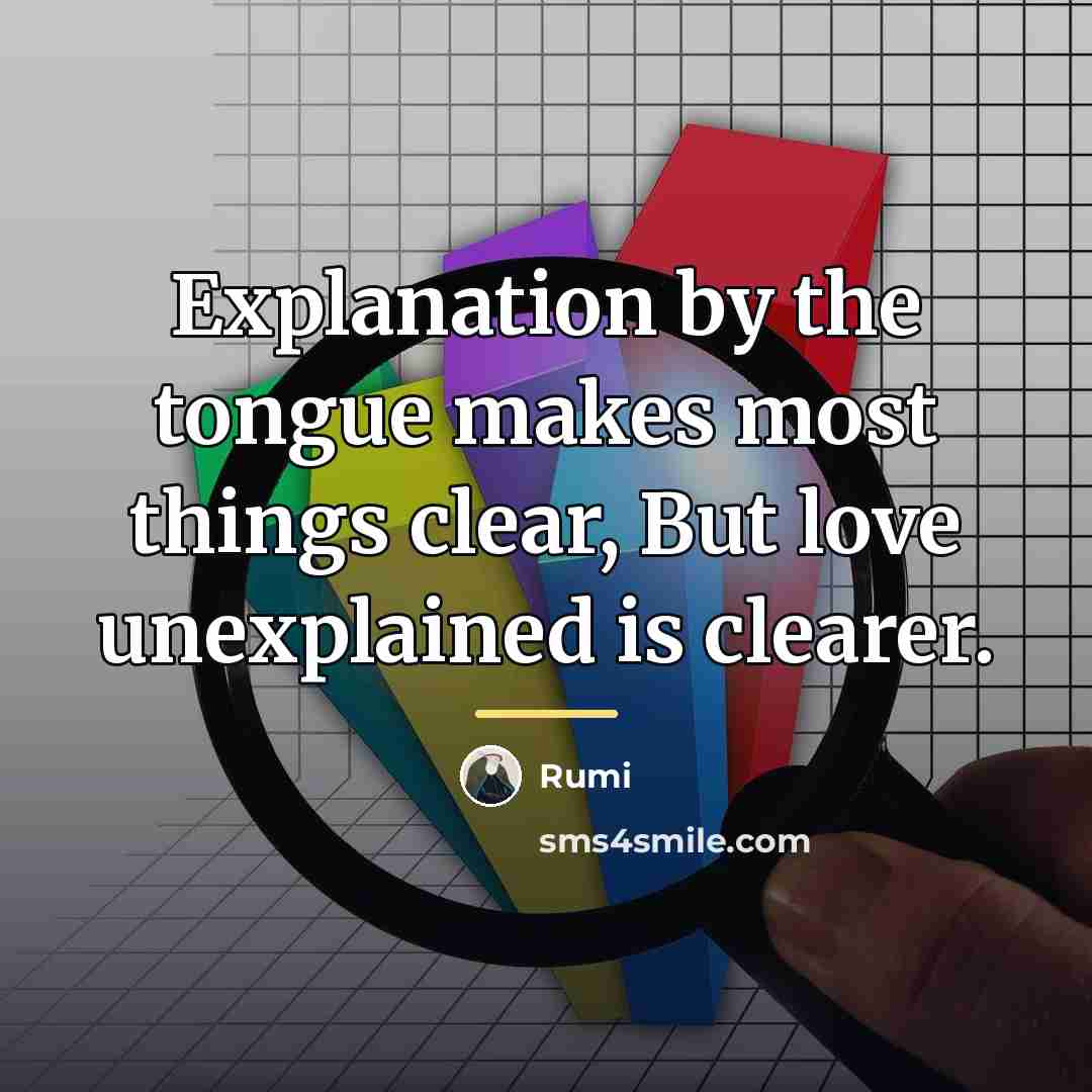“Explanation by the tongue makes most things clear, But love…” quote by Rumi