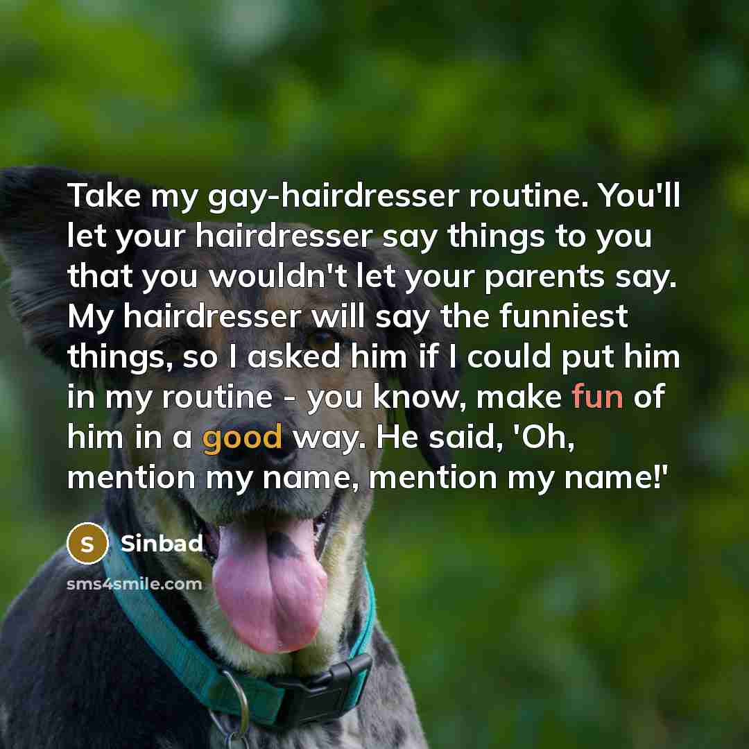 “Take my gay-hairdresser routine. You'll let your hairdresser say things…” quote by Sinbad