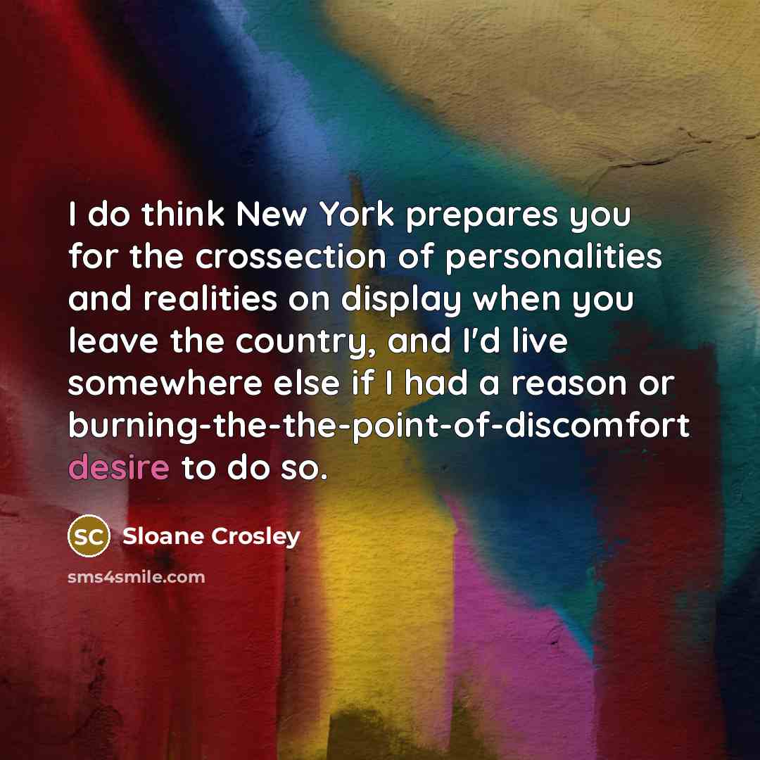 “I do think New York prepares you for the crossection…” quote by Sloane Crosley