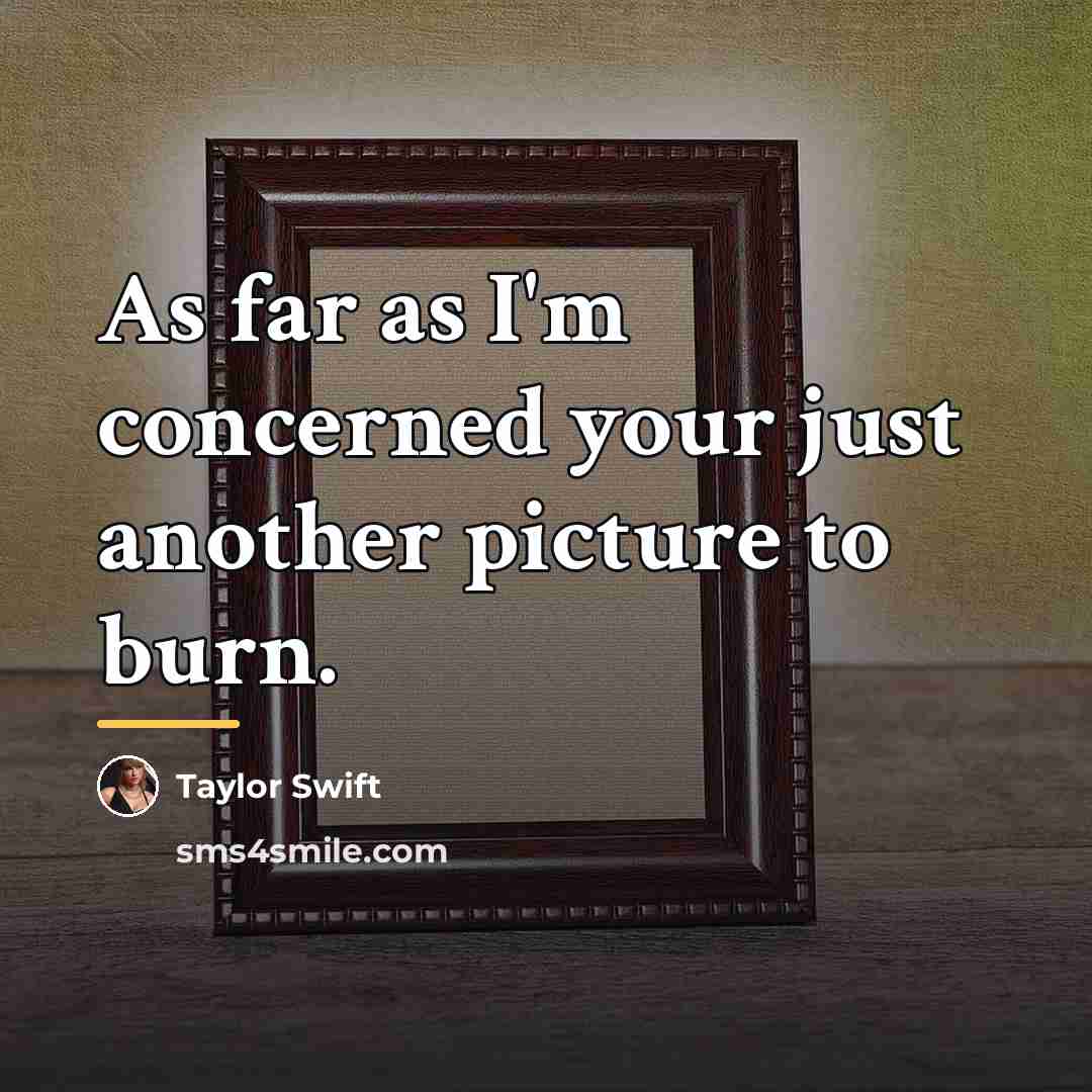 “As far as I'm concerned your just another picture to…” quote by Taylor Swift