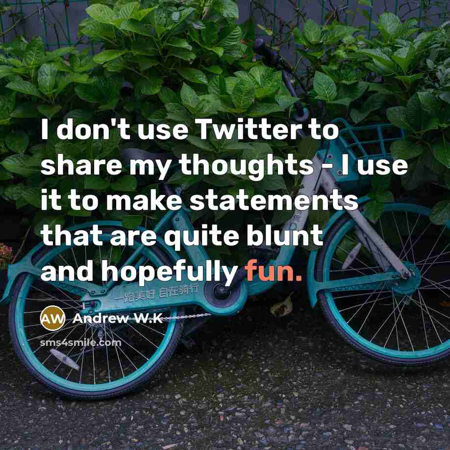“I don't use Twitter to share my thoughts - I…” quote by Andrew W.K