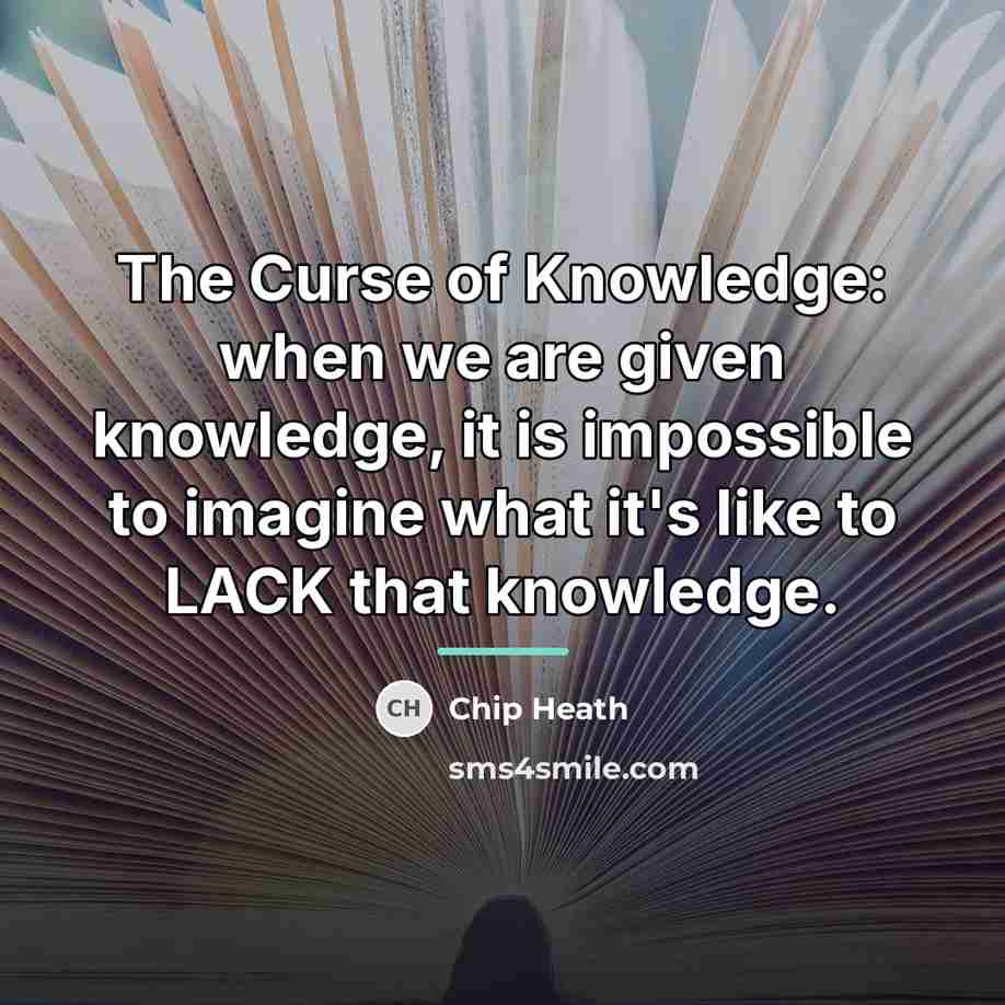 “The Curse of Knowledge: when we are given knowledge, it…” quote by Chip Heath