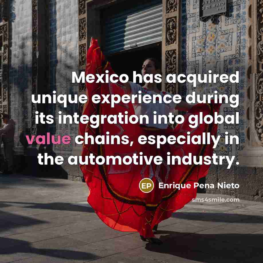 “Mexico has acquired unique experience during its integration into global…” quote by Enrique Pena Nieto