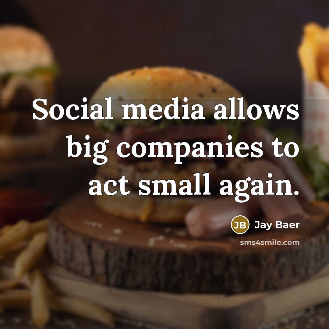 “Social media allows big companies to act small again.…” quote by Jay Baer