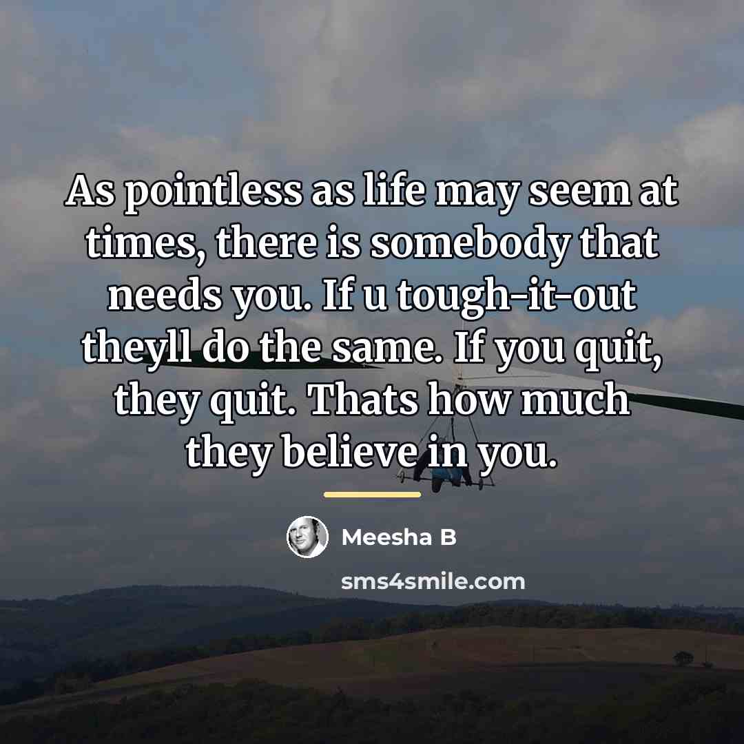 “As pointless as life may seem at times, there is…” quote by Meesha B