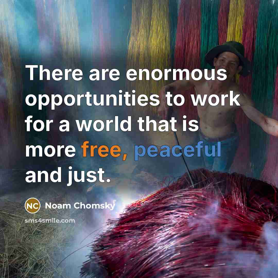 “There are enormous opportunities to work for a world that is more free, peaceful and just.” quote by Noam Chomsky