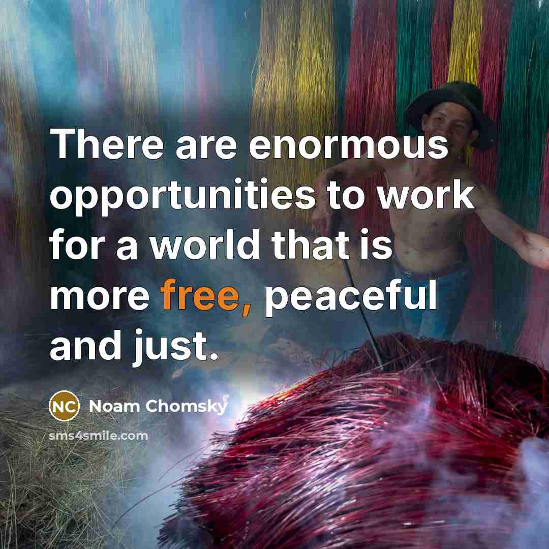 “There are enormous opportunities to work for a world that…” quote by Noam Chomsky