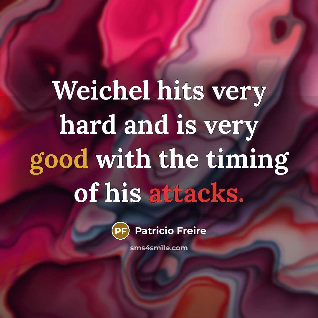 “Weichel hits very hard and is very good with the timing of his attacks.” quote by Patricio Freire