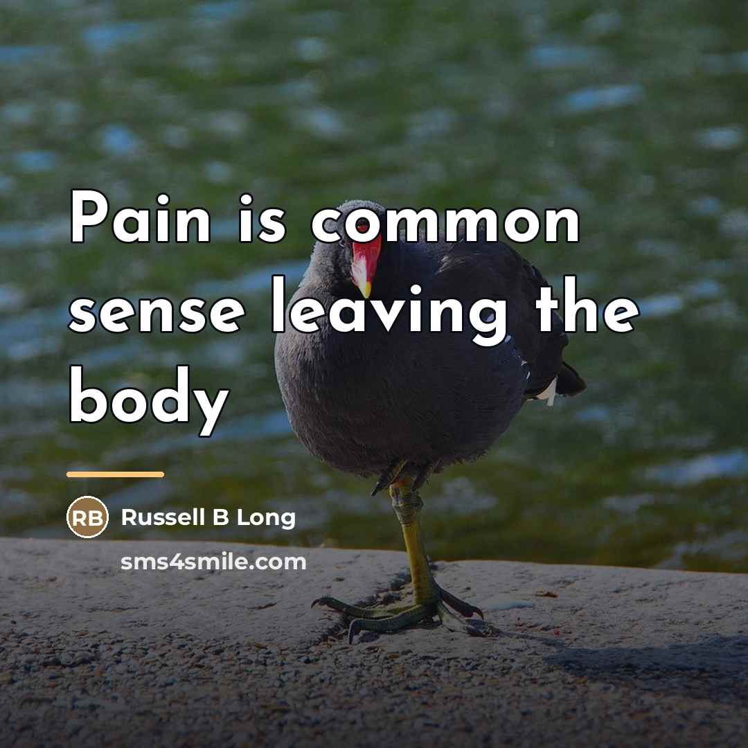 “Pain is common sense leaving the body…” quote by Anonymous