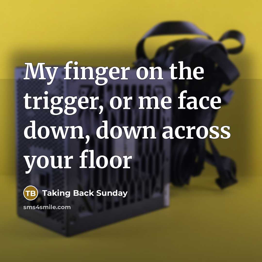 “My finger on the trigger, or me face down, down…” quote by Taking Back Sunday